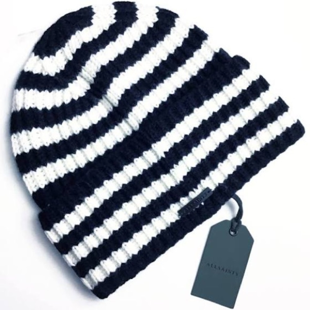 All Saints Striped Fisherman Rib Beanie